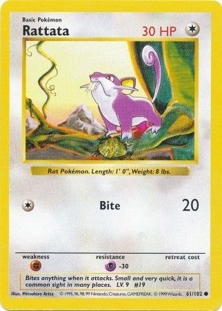 Rattata (61/102) [Base Set Shadowless Unlimited] | The Gaming-Verse