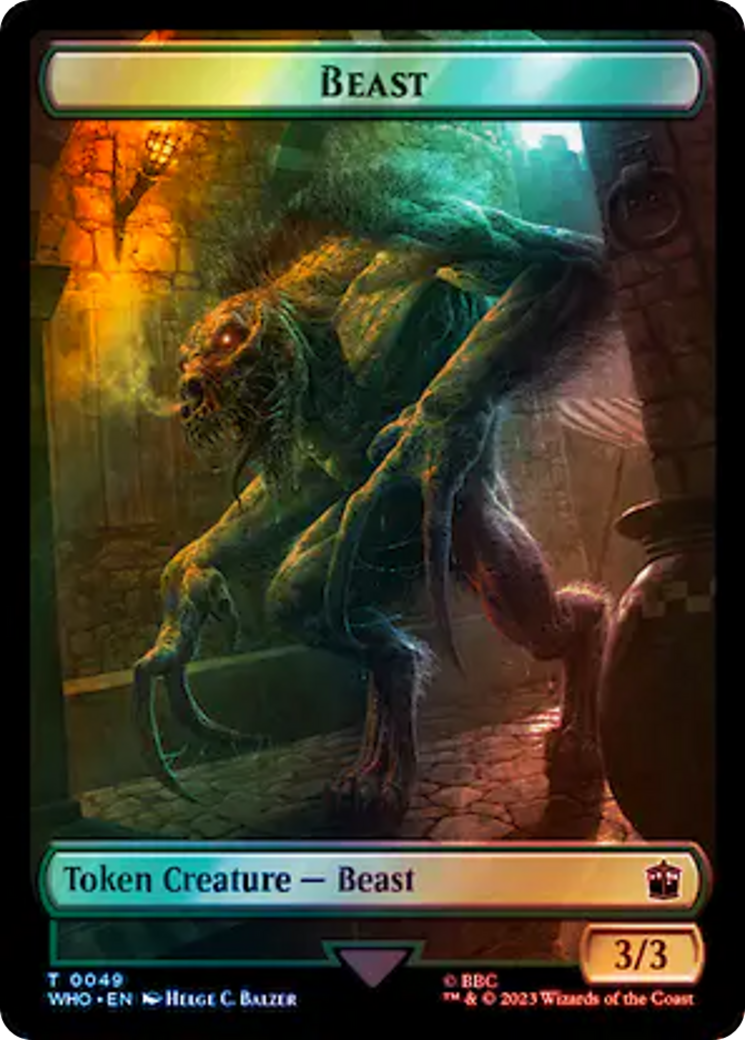 Soldier // Beast Double-Sided Token (Surge Foil) [Doctor Who Tokens] | The Gaming-Verse