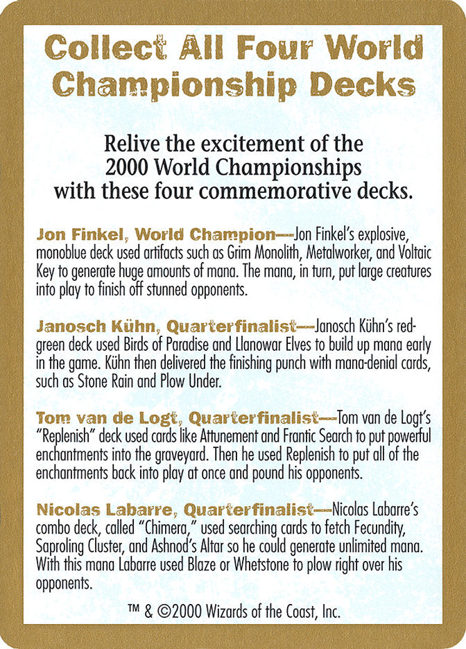 2000 World Championships Ad [World Championship Decks 2000] | The Gaming-Verse