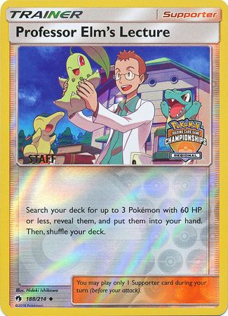 Professor Elm's Lecture (188/214) (Regional Championship Promo Staff) [Sun & Moon: Lost Thunder] | The Gaming-Verse