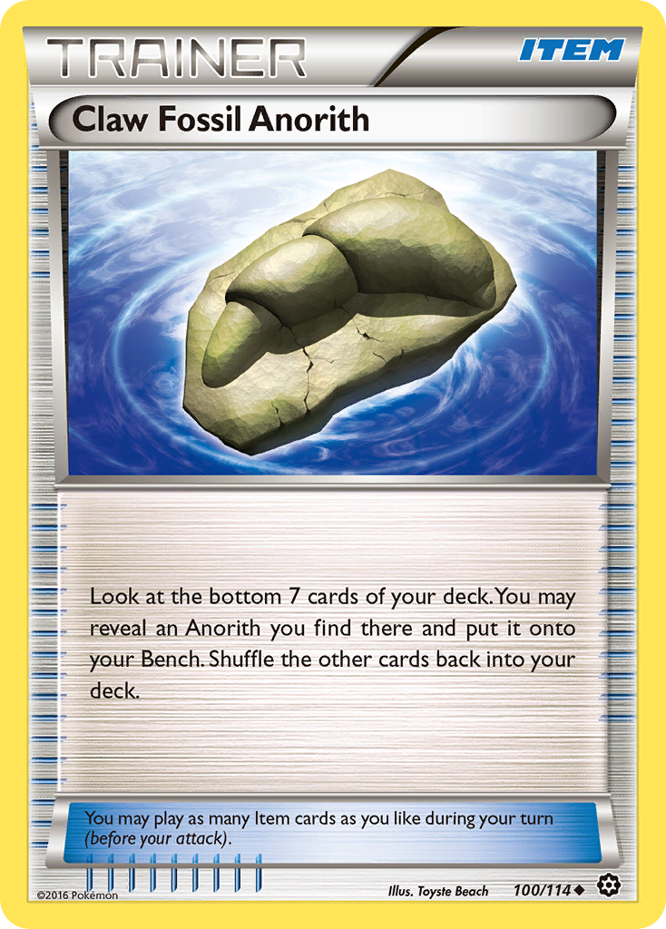 Claw Fossil Anorith (100/114) [XY: Steam Siege] | The Gaming-Verse