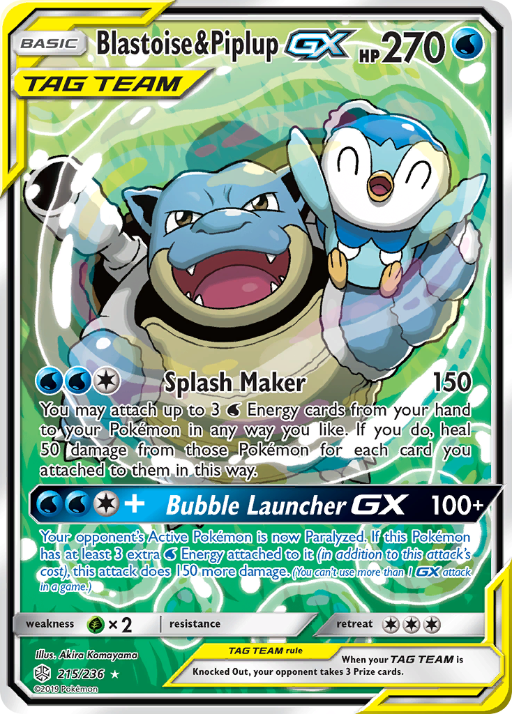 Blastoise & Piplup GX (215/236) [Sun & Moon: Cosmic Eclipse] | The Gaming-Verse