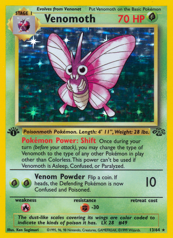 Venomoth (13/64) [Jungle 1st Edition] | The Gaming-Verse