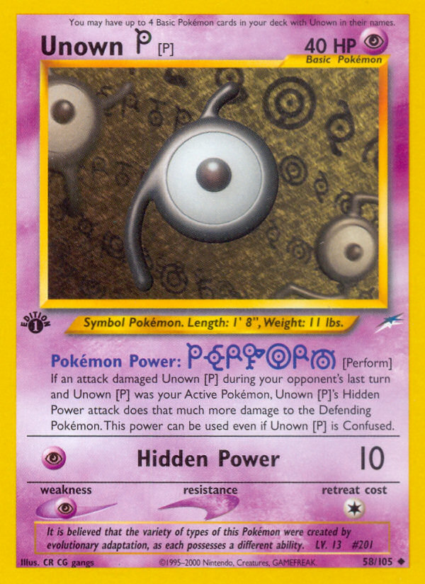 Unown [P] (58/105) [Neo Destiny 1st Edition] | The Gaming-Verse