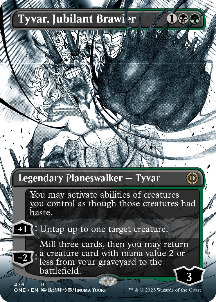 Tyvar, Jubilant Brawler (Borderless Manga Step-and-Compleat Foil) [Phyrexia: All Will Be One] | The Gaming-Verse