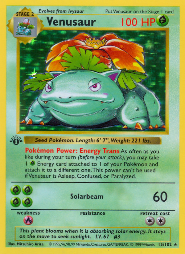 Venusaur (15/102) (Shadowless) [Base Set 1st Edition] | The Gaming-Verse