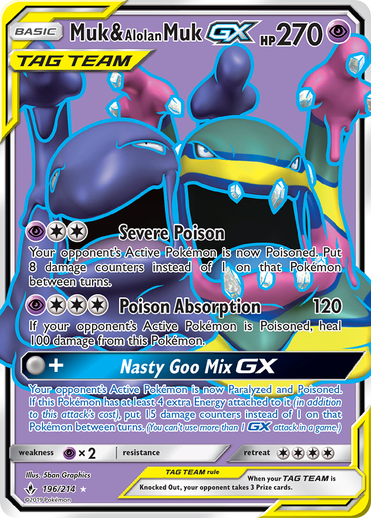 Muk & Alolan Muk GX (196/214) [Sun & Moon: Unbroken Bonds] | The Gaming-Verse