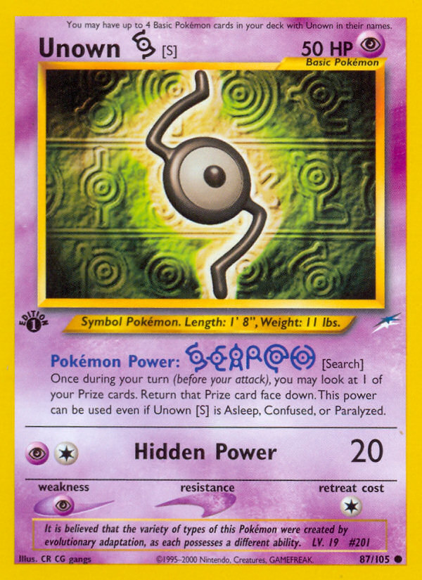 Unown [S] (87/105) [Neo Destiny 1st Edition] | The Gaming-Verse