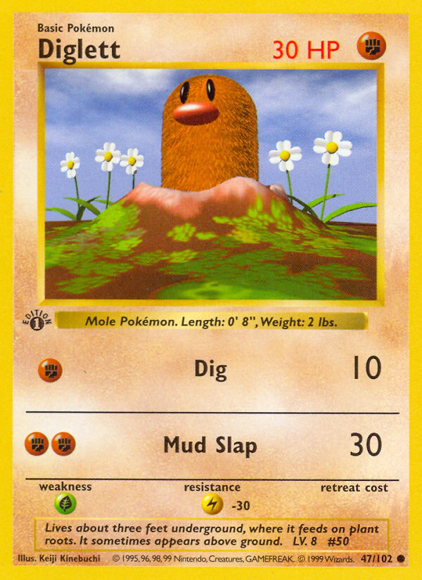 Diglett (47/102) (Shadowless) [Base Set 1st Edition] | The Gaming-Verse