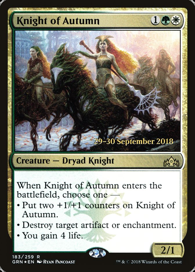 Knight of Autumn  (Prerelease) [Guilds of Ravnica Prerelease Promos] | The Gaming-Verse