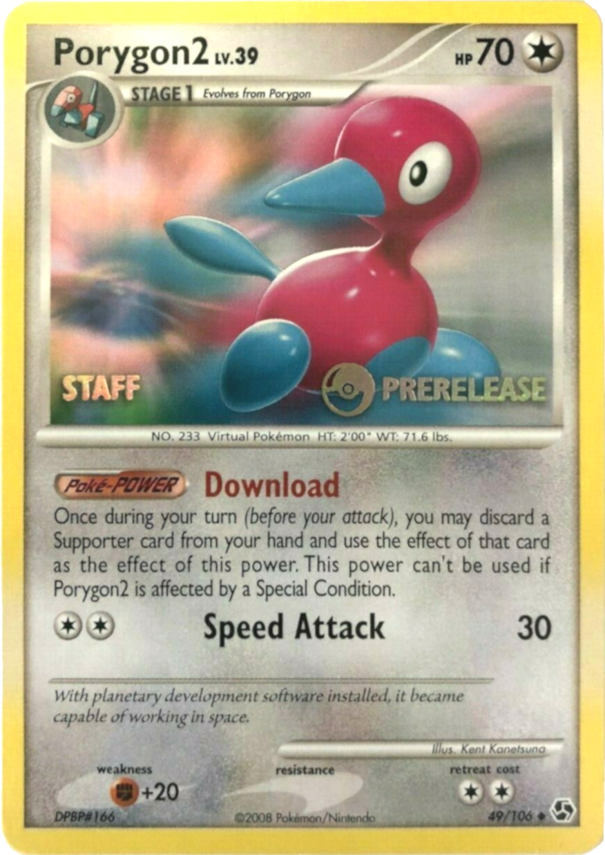 Porygon2 (49/106) (Staff Prerelease Promo) [Diamond & Pearl: Black Star Promos] | The Gaming-Verse