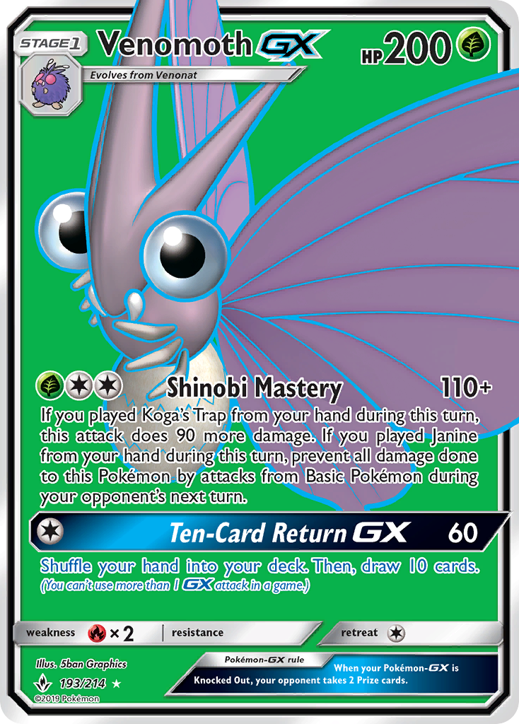 Venomoth GX (193/214) [Sun & Moon: Unbroken Bonds] | The Gaming-Verse