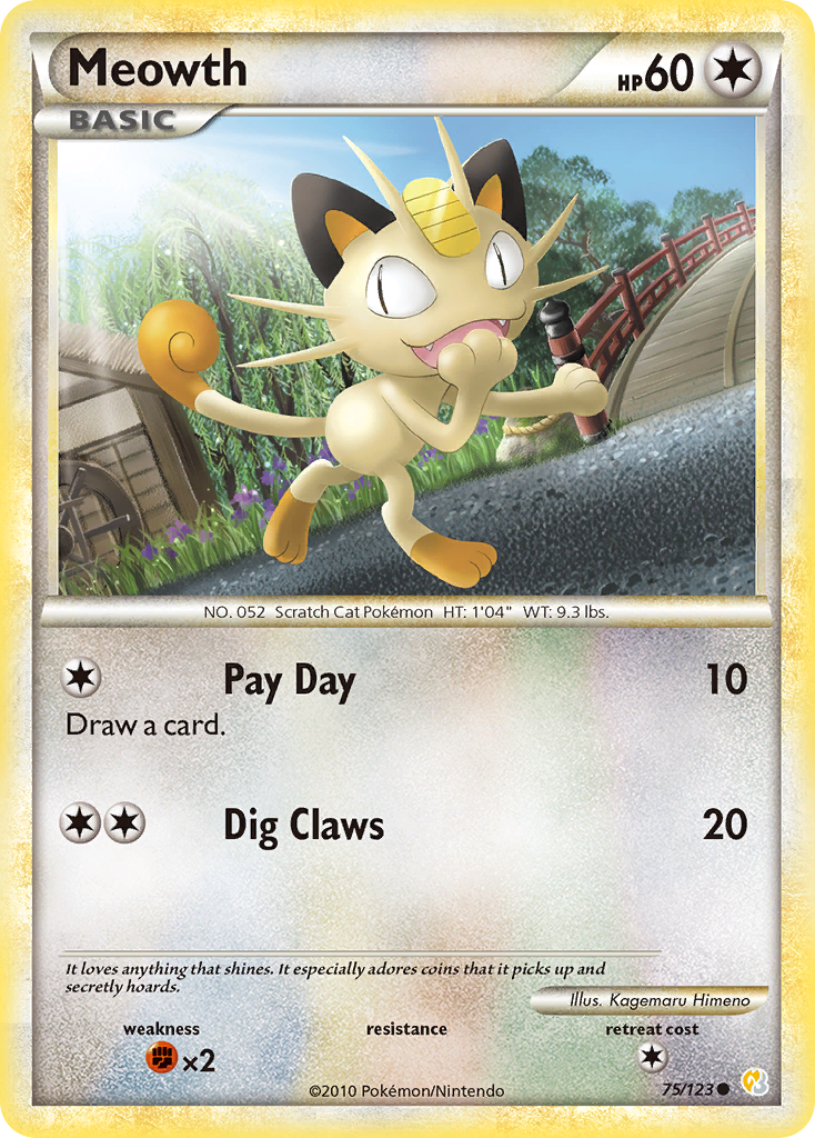 Meowth (75/123) [HeartGold & SoulSilver: Base Set] | The Gaming-Verse