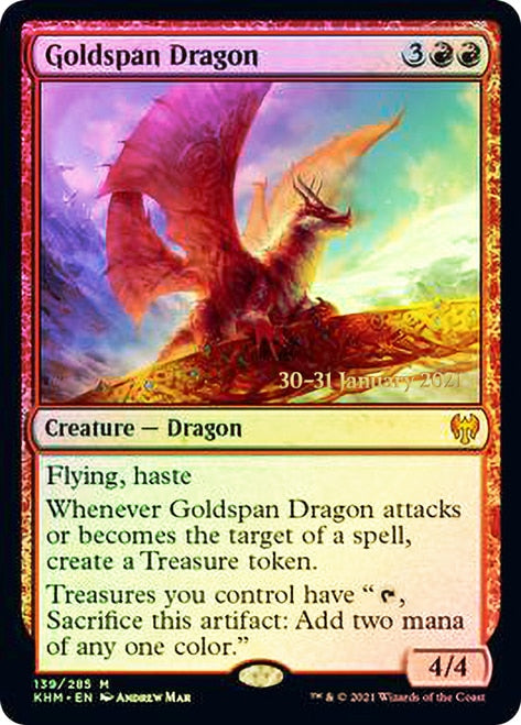 Goldspan Dragon  [Kaldheim Prerelease Promos] | The Gaming-Verse