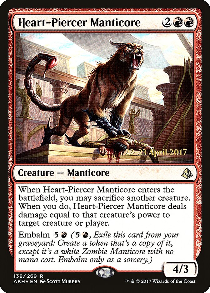 Heart-Piercer Manticore  (Prerelease) [Amonkhet Prerelease Promos] | The Gaming-Verse