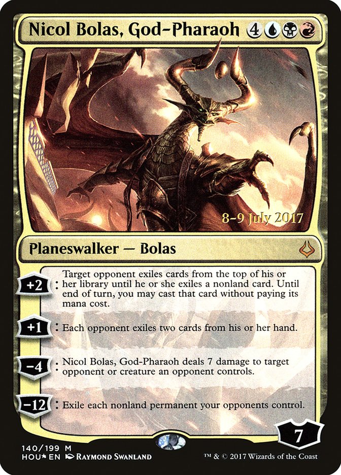 Nicol Bolas, God-Pharaoh  (Prerelease) [Hour of Devastation Prerelease Promos] | The Gaming-Verse