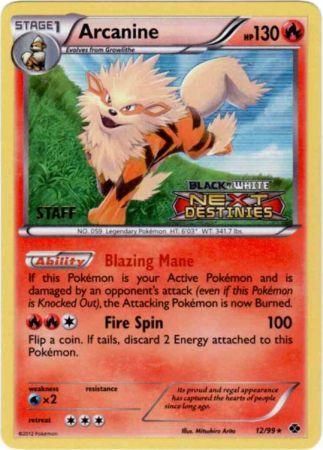 Arcanine (12/99) (Staff Prerelease Promo) [Black & White: Black Star Promos] | The Gaming-Verse