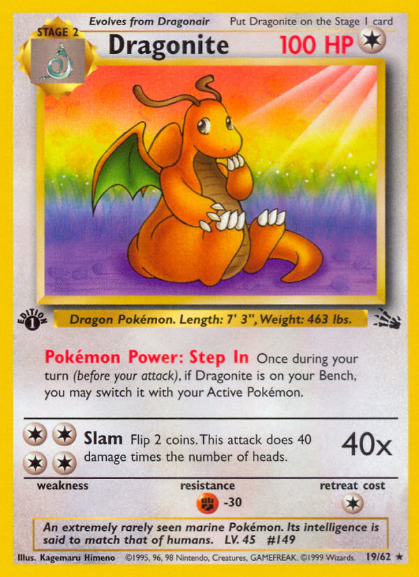 Dragonite (19/62) [Fossil 1st Edition] | The Gaming-Verse