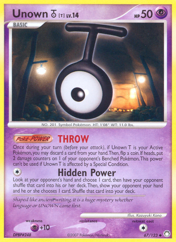 Unown T (67/123) [Diamond & Pearl: Mysterious Treasures] | The Gaming-Verse