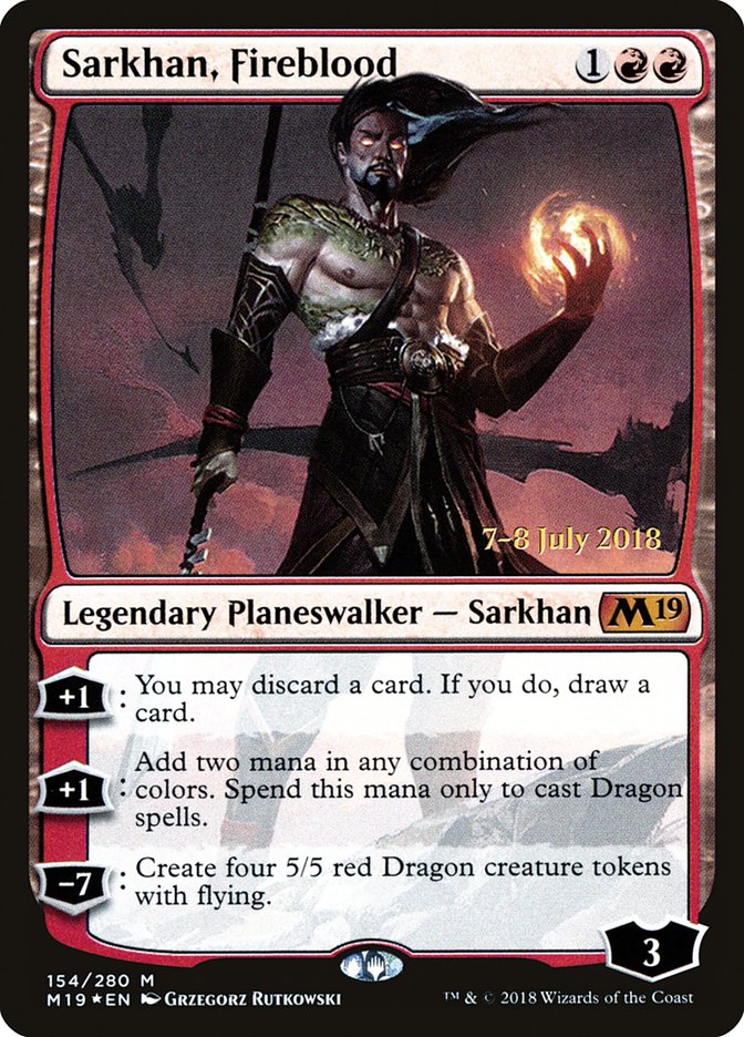 Sarkhan, Fireblood  (Prerelease) [Core Set 2019 Prerelease Promos] | The Gaming-Verse