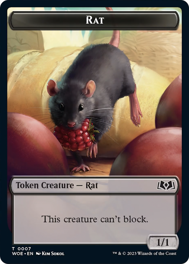 Rat // Food (0013) Double-Sided Token [Wilds of Eldraine Tokens] | The Gaming-Verse