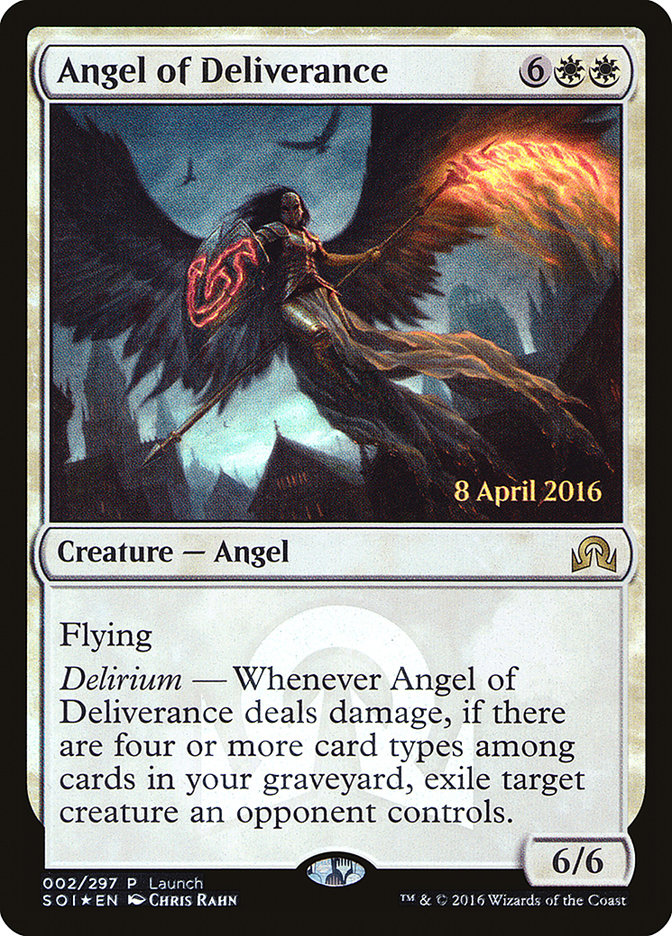 Angel of Deliverance (Prerelease) [Shadows over Innistrad Promos] | The Gaming-Verse