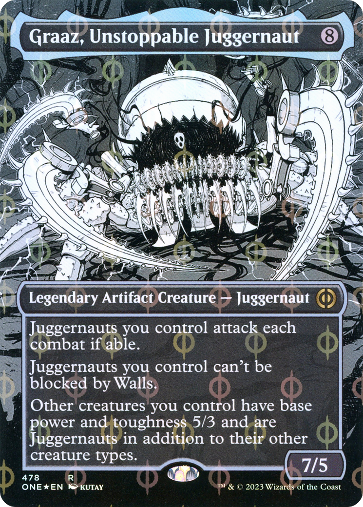 Graaz, Unstoppable Juggernaut (Borderless Manga Step-and-Compleat Foil) [Phyrexia: All Will Be One] | The Gaming-Verse