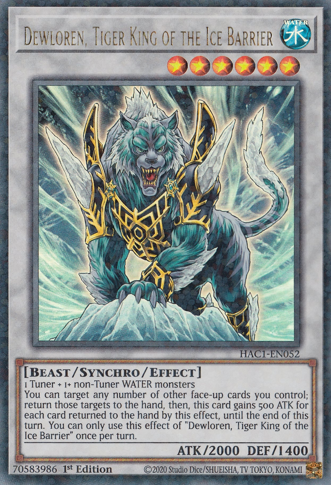 Dewloren, Tiger King of the Ice Barrier (Duel Terminal) [HAC1-EN052] Parallel Rare | The Gaming-Verse