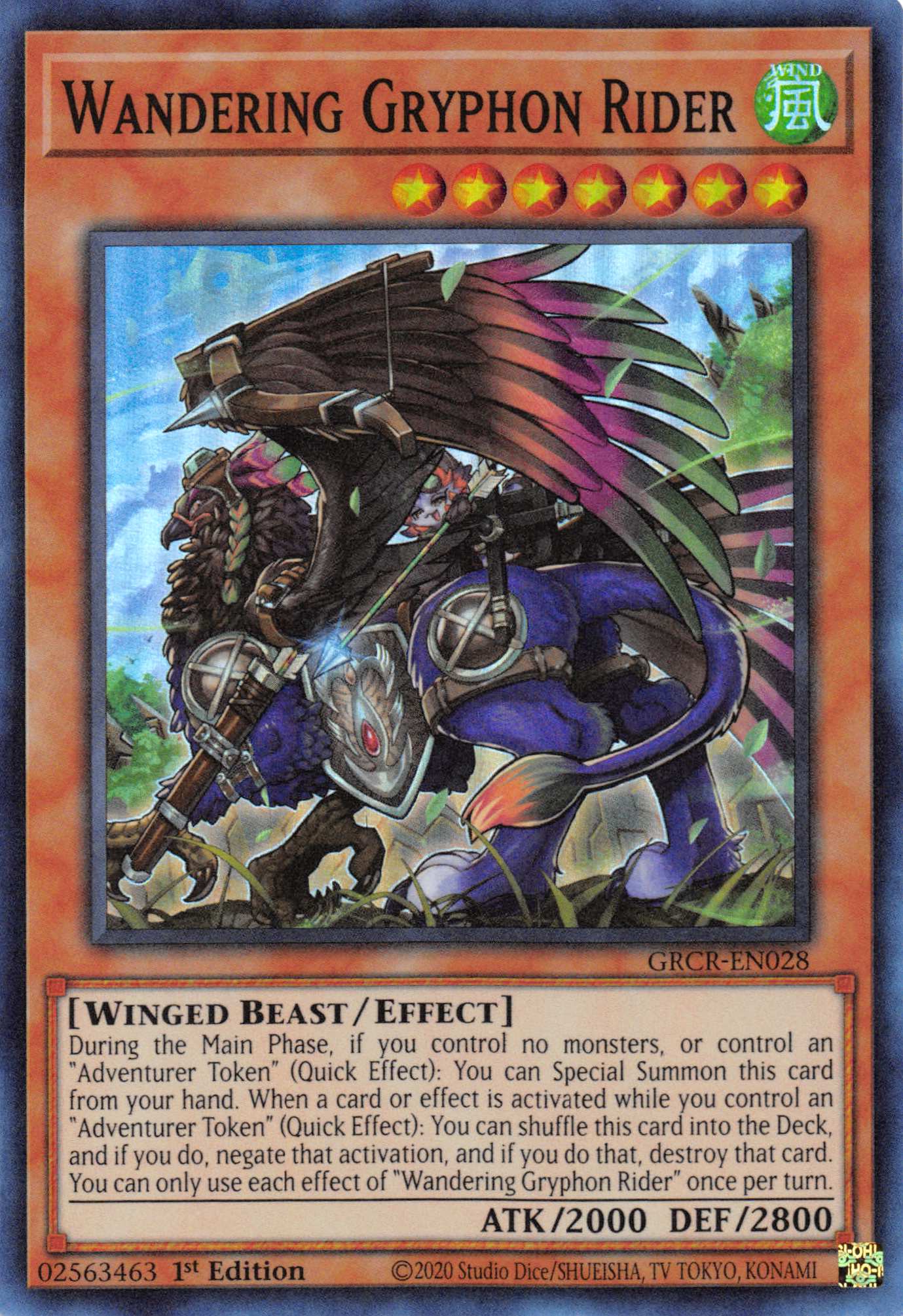 Wandering Gryphon Rider [GRCR-EN028] Super Rare | The Gaming-Verse