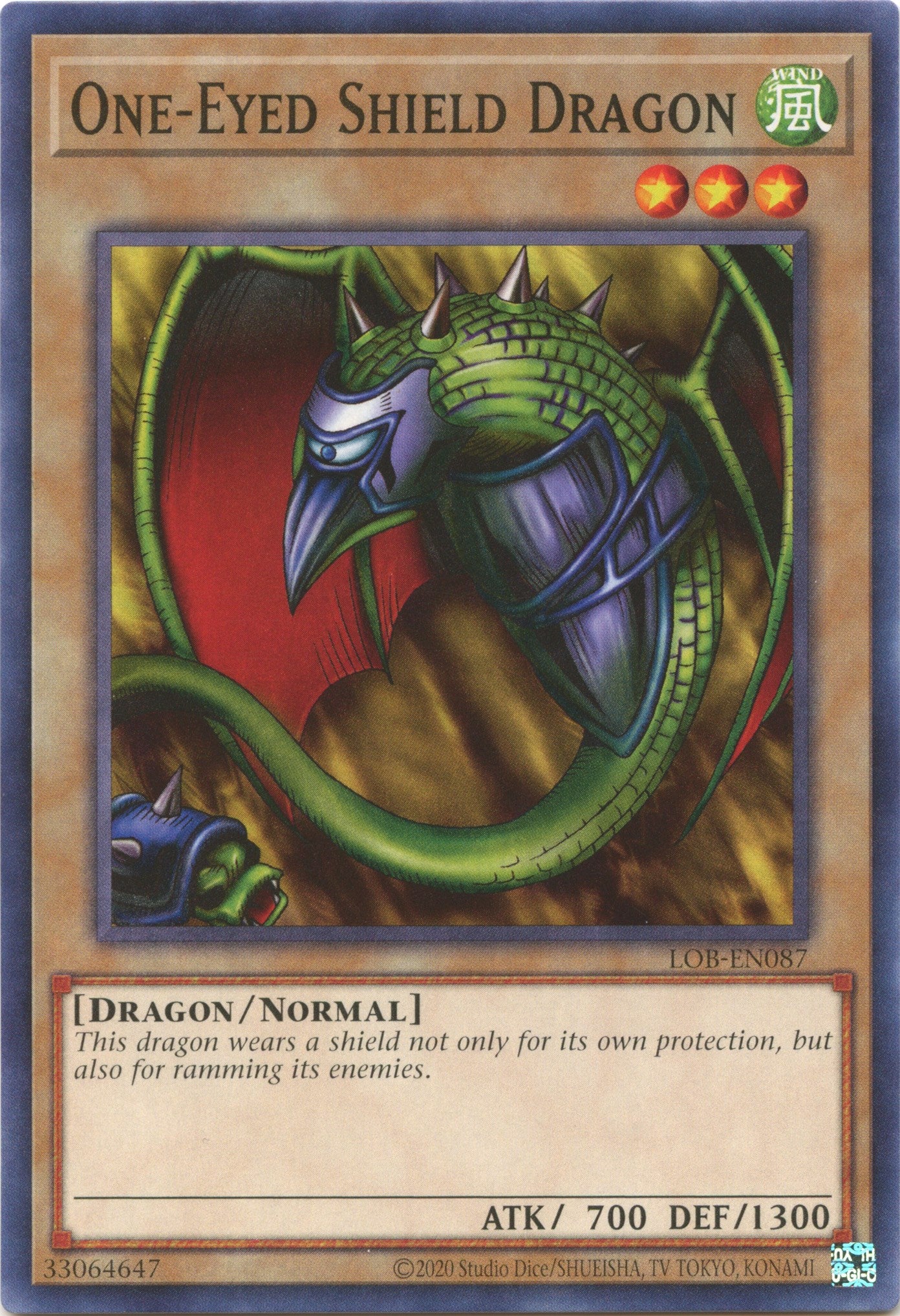 One-Eyed Shield Dragon (25th Anniversary) [LOB-EN087] Common | The Gaming-Verse