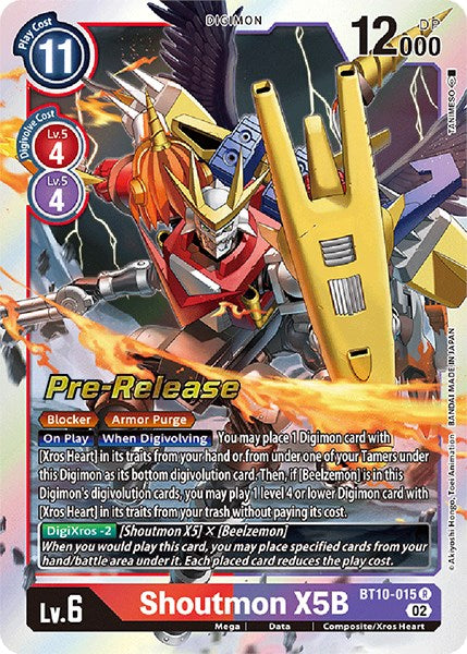 Shoutmon X5B [BT10-015] [Xros Encounter Pre-Release Cards] | The Gaming-Verse