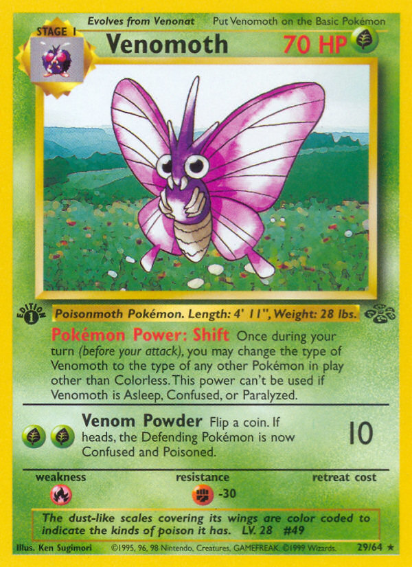 Venomoth (29/64) [Jungle 1st Edition] | The Gaming-Verse