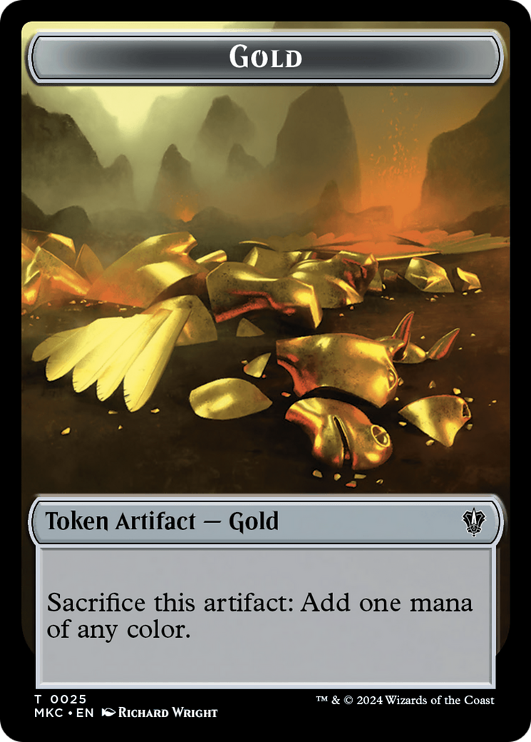 Gold // Treasure Double-Sided Token [Murders at Karlov Manor Commander Tokens] | The Gaming-Verse