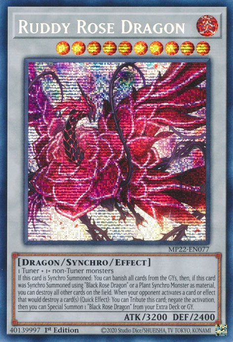 Ruddy Rose Dragon [MP22-EN077] Prismatic Secret Rare | The Gaming-Verse