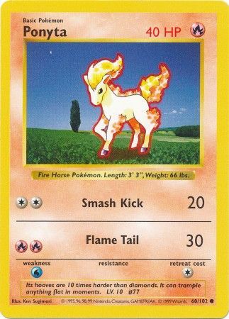 Ponyta (60/102) [Base Set Shadowless Unlimited] | The Gaming-Verse