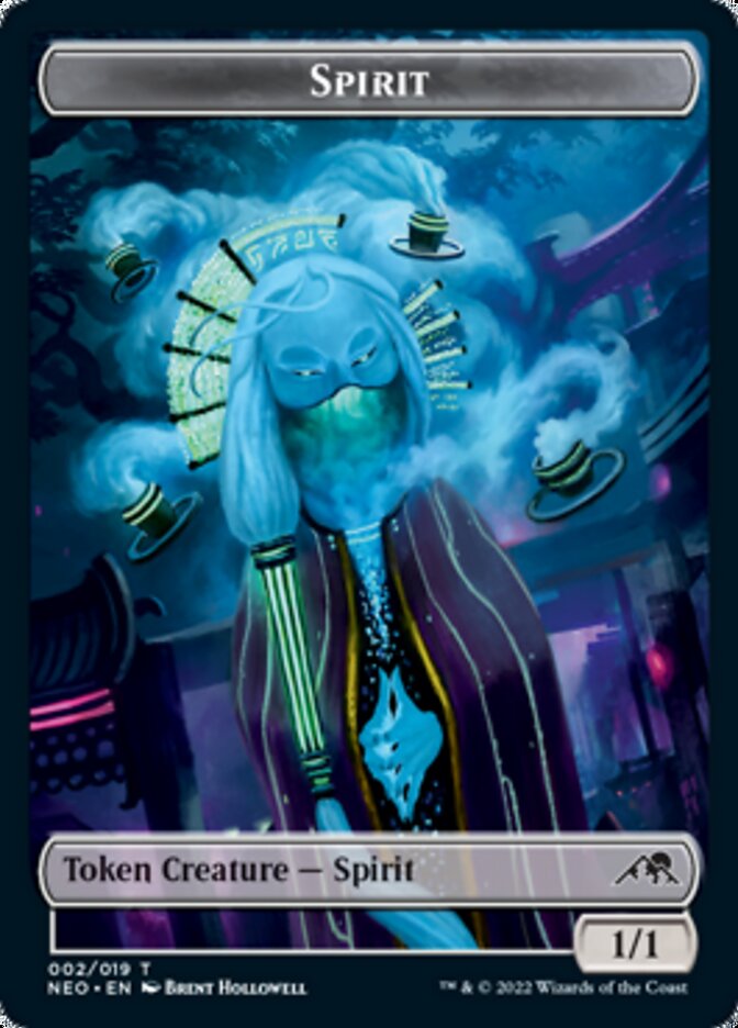 Spirit (002) // Tezzeret, Betrayer of Flesh Emblem Double-sided Token [Kamigawa: Neon Dynasty Tokens] | The Gaming-Verse