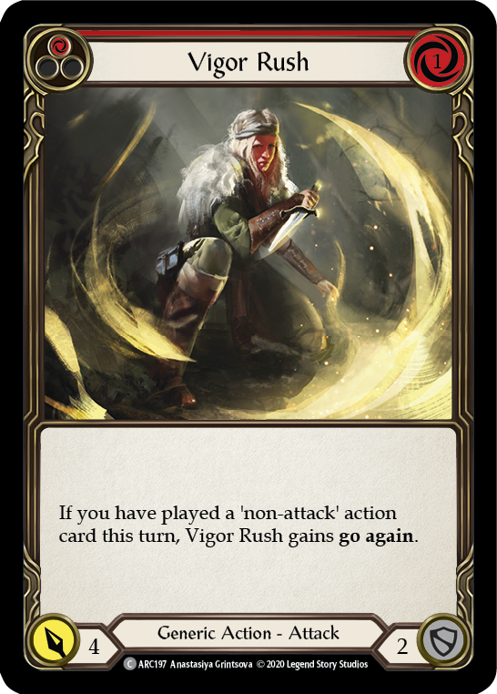 Vigor Rush (Red) [ARC197] Unlimited Rainbow Foil | The Gaming-Verse