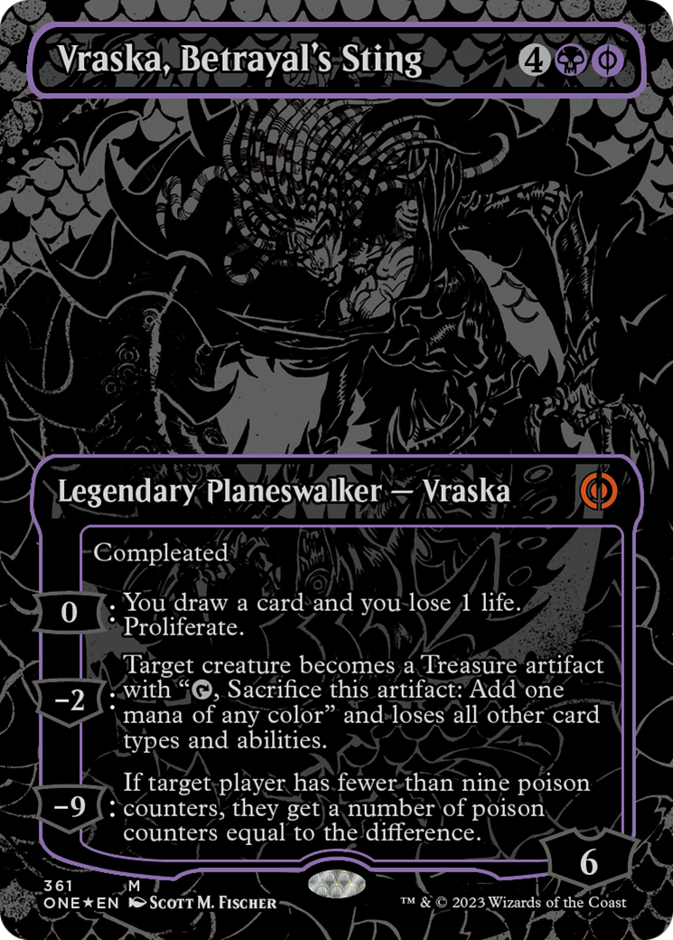 Vraska, Betrayal's Sting (Oil Slick Raised Foil) [Phyrexia: All Will Be One] | The Gaming-Verse