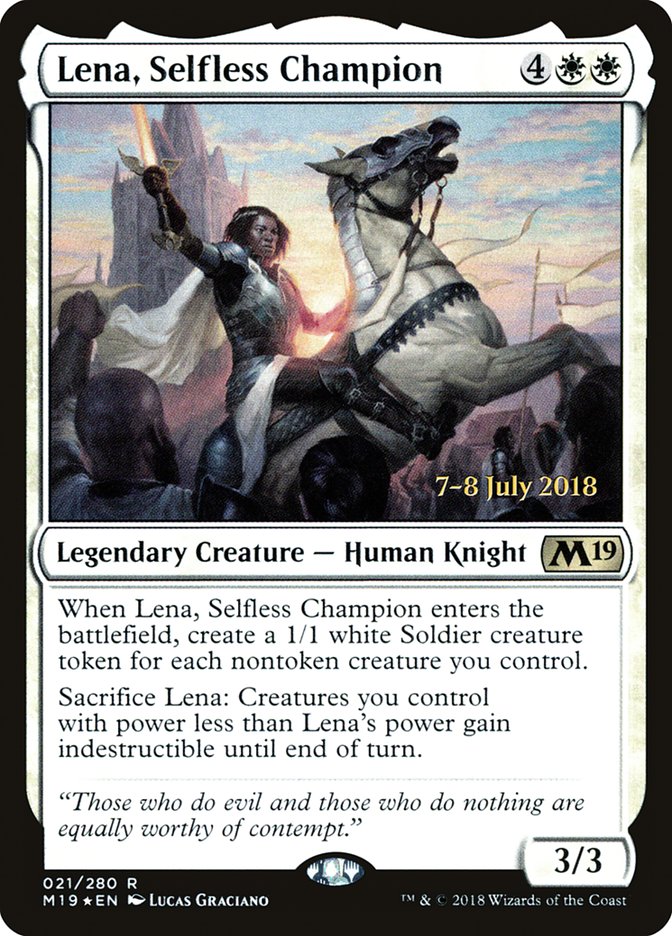 Lena, Selfless Champion  (Prerelease) [Core Set 2019 Prerelease Promos] | The Gaming-Verse