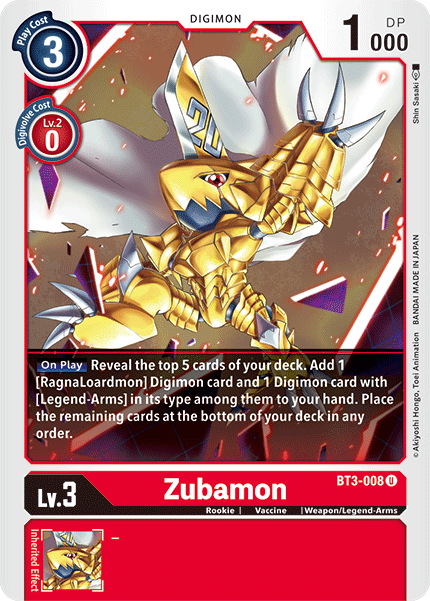 Zubamon [BT3-008] [Release Special Booster Ver.1.5] | The Gaming-Verse