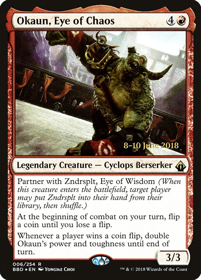 Okaun, Eye of Chaos   (Prerelease) [Battlebond Prerelease Promos] | The Gaming-Verse