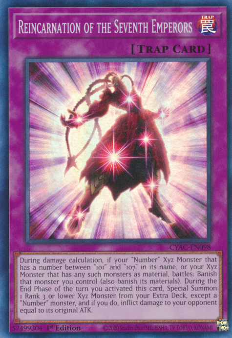 Reincarnation of the Seventh Emperors [CYAC-EN098] Super Rare | The Gaming-Verse