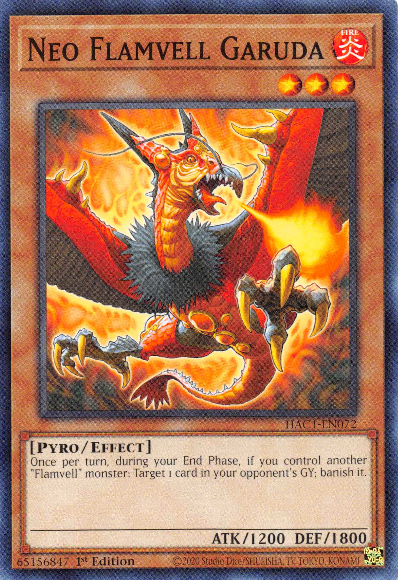 Neo Flamvell Garuda (Duel Terminal) [HAC1-EN072] Parallel Rare | The Gaming-Verse