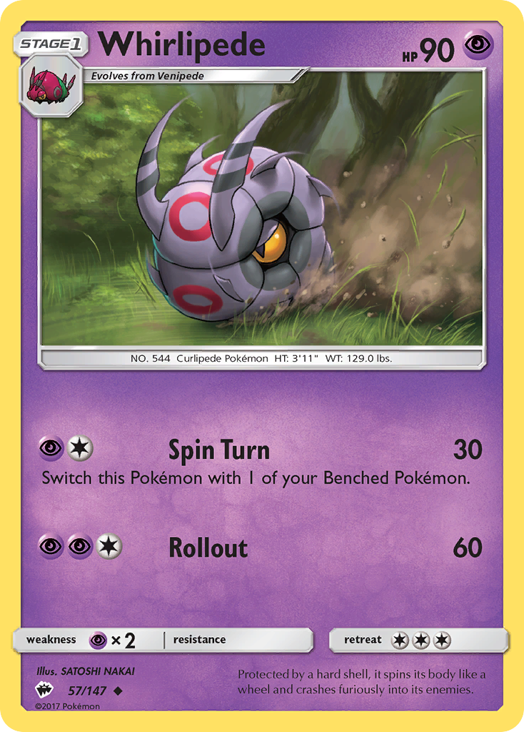 Whirlipede (57/147) [Sun & Moon: Burning Shadows] | The Gaming-Verse