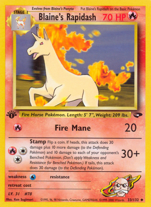 Blaine's Rapidash (33/132) [Gym Challenge 1st Edition] | The Gaming-Verse