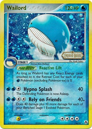 Wailord (14/92) (Stamped) [EX: Legend Maker] | The Gaming-Verse