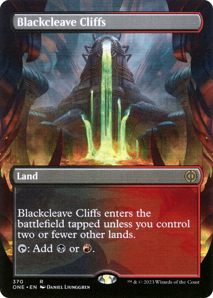 Blackcleave Cliffs (Borderless Alternate Art) [Phyrexia: All Will Be One] | The Gaming-Verse