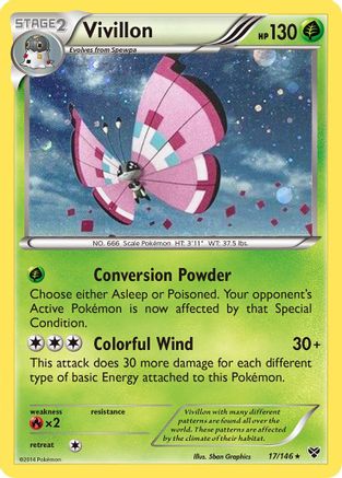 Vivillon (17/146) (Meadow Form/Pink Wings) (Cosmos Holo) [XY: Base Set] | The Gaming-Verse