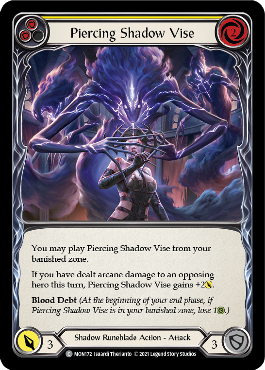 Piercing Shadow Vise (Yellow) [MON172] 1st Edition Normal | The Gaming-Verse