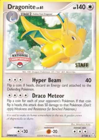 Dragonite (2/146) (National Championship Staff) [Diamond & Pearl: Legends Awakened] | The Gaming-Verse